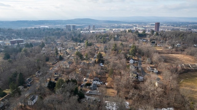 drone / aerial view with a mountain view