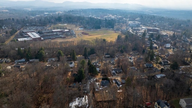 birds eye view of property with a mountain view