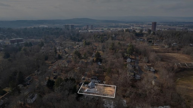 aerial view with a mountain view