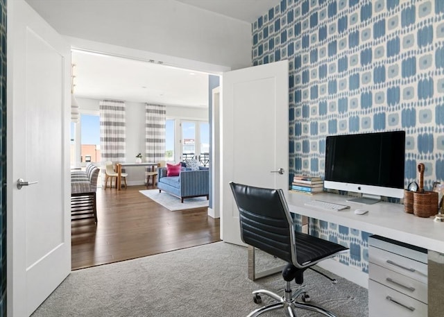 office featuring hardwood / wood-style flooring