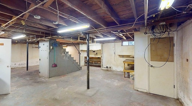 below grade area featuring stairs