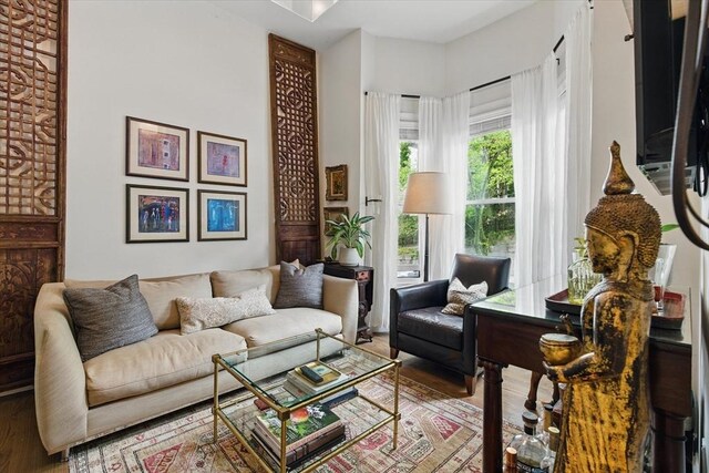 sitting room with wood finished floors