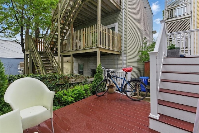 wooden deck with stairway