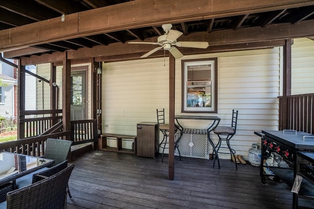 50 Duryea St, Springfield, MA 01104 - wooden deck with ceiling fan and outdoor dining space
