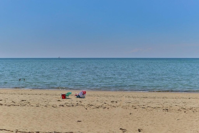 view of water feature featuring a beach view