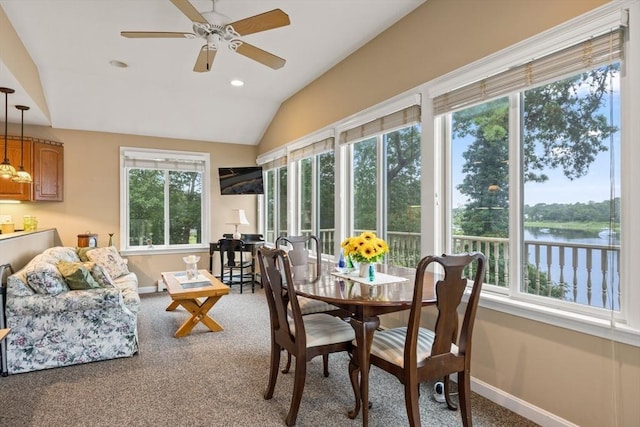 49 Edgewater Way, Wareham, MA 02571 - sunroom / solarium featuring a ceiling fan and lofted ceiling