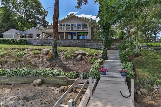 49 Edgewater Way, Wareham, MA 02571 - back of property with stairway and fence