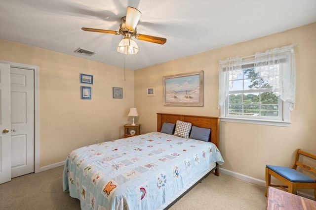 49 Edgewater Way, Wareham, MA 02571 - bedroom with visible vents, carpet flooring, baseboards, and ceiling fan