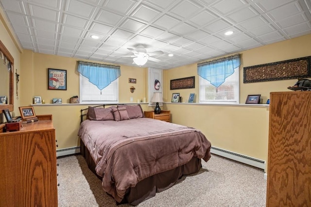 49 Edgewater Way, Wareham, MA 02571 - bedroom with recessed lighting, a baseboard radiator, and carpet