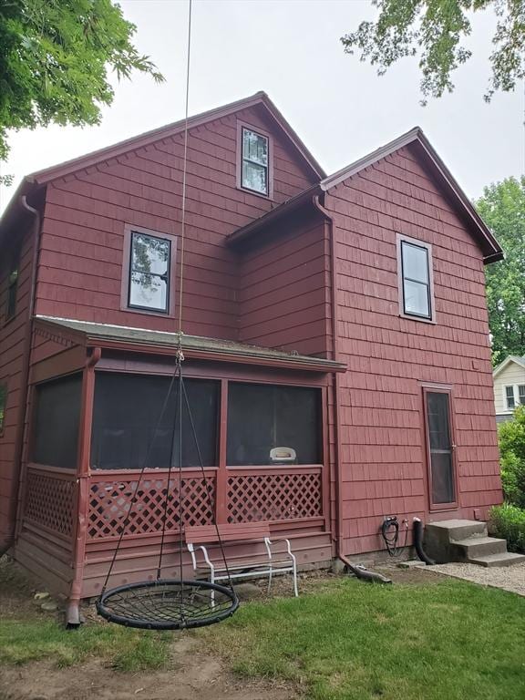 1142 Longmeadow St, Longmeadow, MA 01106 - rear view of property with a sunroom and entry steps