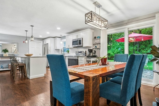 41 Dick Dr, Worcester, MA 01609 - dining area with dark wood-style flooring and recessed lighting