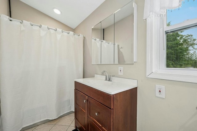41 Dick Dr, Worcester, MA 01609 - bathroom featuring vanity, tile patterned floors, and a shower with shower curtain