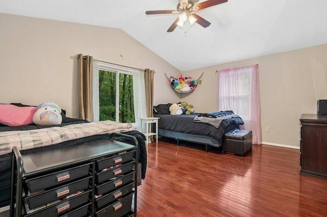 41 Dick Dr, Worcester, MA 01609 - bedroom featuring lofted ceiling, wood finished floors, ceiling fan, and baseboards