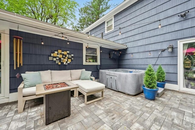 41 Dick Dr, Worcester, MA 01609 - view of patio / terrace featuring an outdoor living space with a fire pit