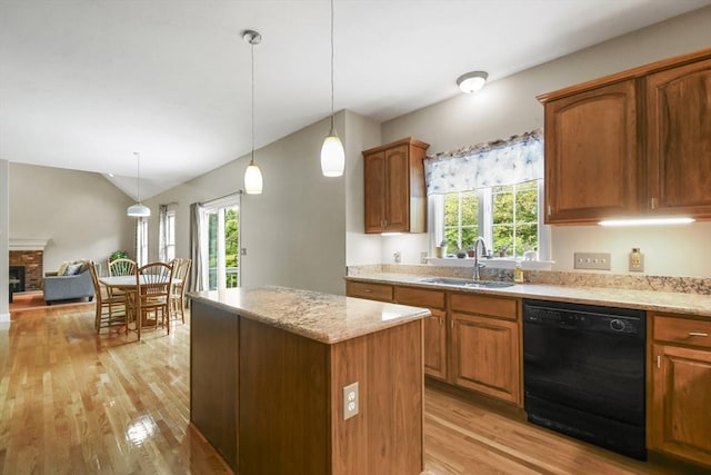 17 Sean Mikeal Way, Grafton, MA 01519 - kitchen featuring black dishwasher, a sink, light wood-style flooring, healthy amount of natural light, and vaulted ceiling