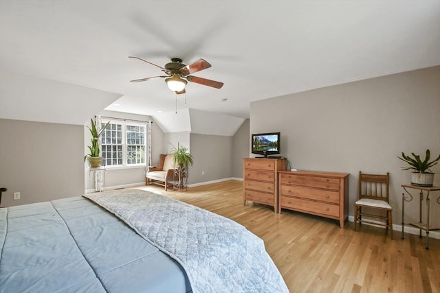 17 Sean Mikeal Way, Grafton, MA 01519 - bedroom featuring light wood-style floors, vaulted ceiling, baseboards, and a ceiling fan