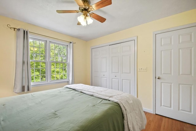 17 Sean Mikeal Way, Grafton, MA 01519 - bedroom with wood finished floors, a closet, baseboards, and ceiling fan
