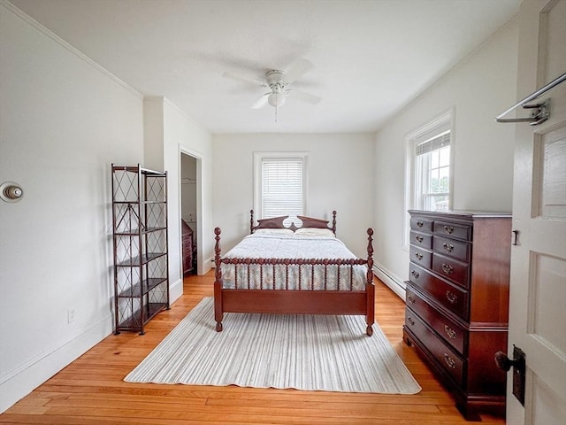 19 Center St, Weymouth, MA 02189 - bedroom featuring light wood-style flooring, crown molding, and a ceiling fan
