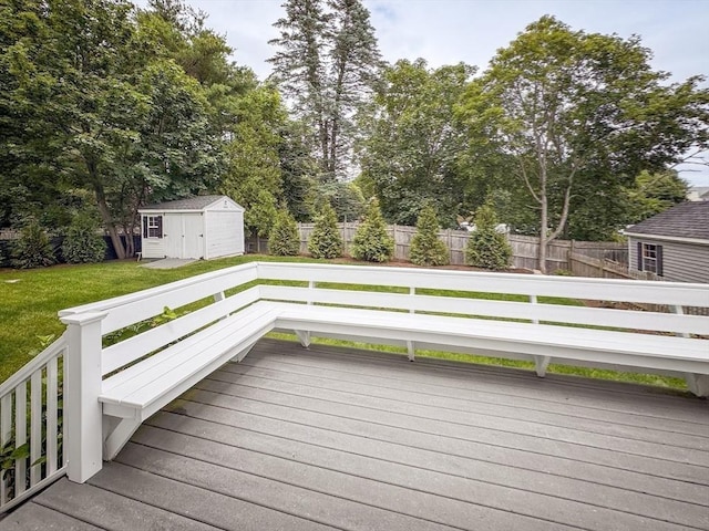 19 Center St, Weymouth, MA 02189 - wooden deck featuring a storage unit and view of wooded area
