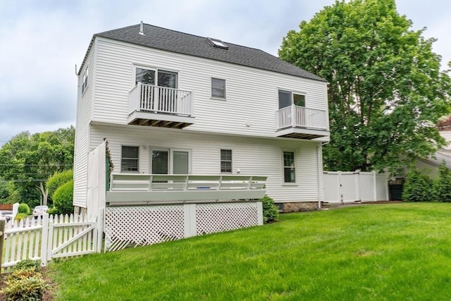 19 Center St, Weymouth, MA 02189 - rear view of property with a balcony, a gate, and a shingled roof