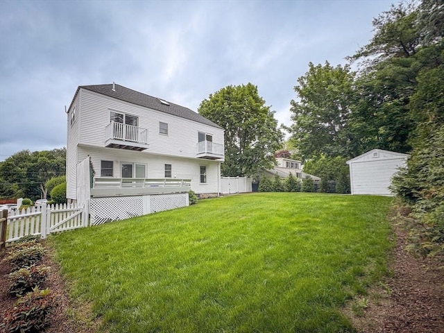 19 Center St, Weymouth, MA 02189 - rear view of property featuring a balcony and an outbuilding
