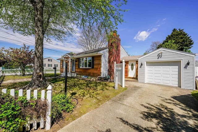 329 Brooklawn Ave, New Bedford, MA 02745 - single story home with driveway, a garage, fence, and a chimney