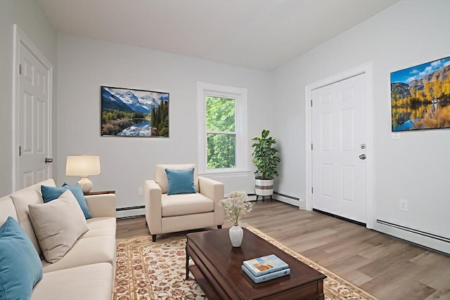 7 Cliff St, Attleboro, MA 02703 - living room featuring light wood finished floors, a baseboard radiator, and a baseboard heating unit