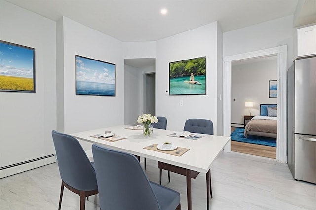 7 Cliff St, Attleboro, MA 02703 - dining space with a baseboard heating unit, a baseboard radiator, and recessed lighting
