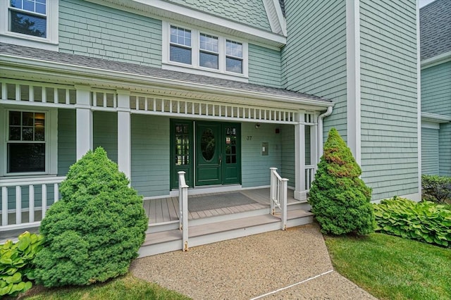 37 Hastings St Unit 207, Boston, MA 02132 - doorway to property featuring a porch and a shingled roof