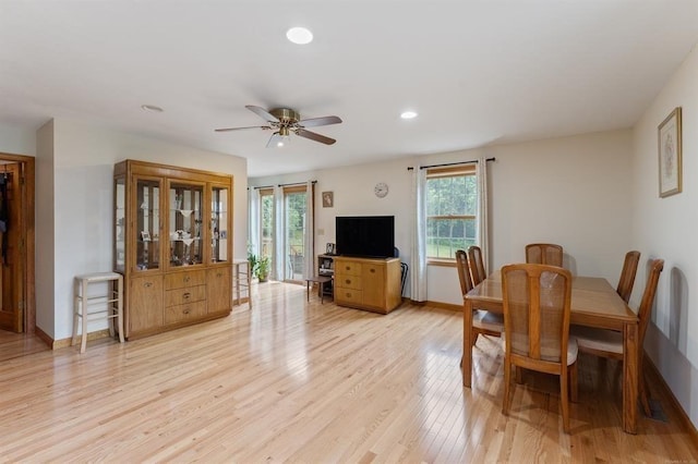 39 Grey Fox Lndg, Woodstock, CT 06281 - dining area with plenty of natural light, light wood-type flooring, ceiling fan, and recessed lighting