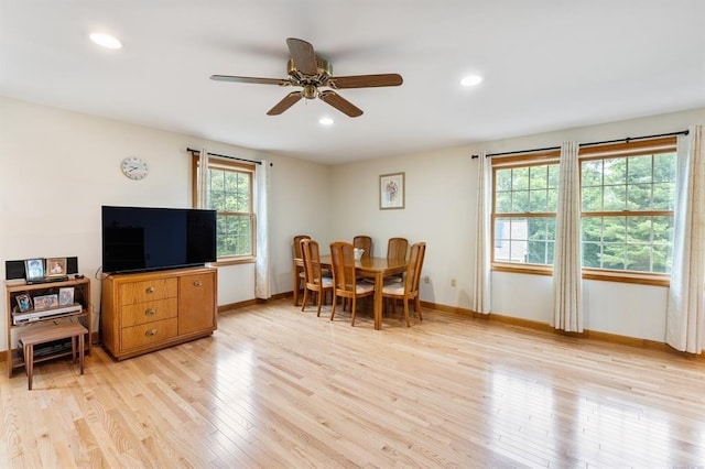 39 Grey Fox Lndg, Woodstock, CT 06281 - dining space with light wood finished floors, a ceiling fan, and recessed lighting