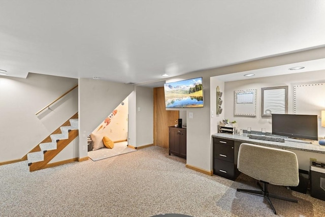 45 S Elm St, West Bridgewater, MA 02379 - home office featuring light carpet and recessed lighting