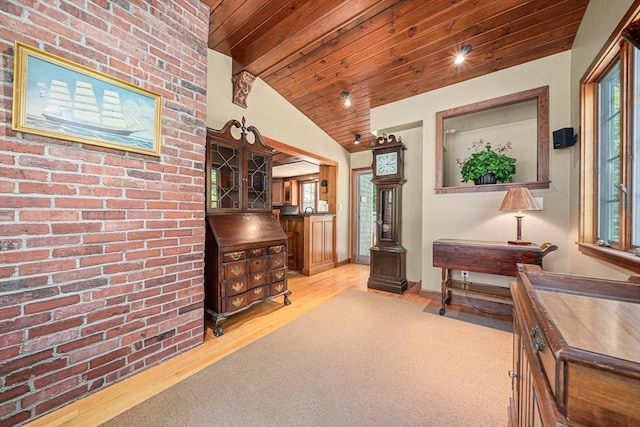771 Ferry St, Marshfield, MA 02050 - hallway featuring wooden ceiling, light wood-style floors, and baseboards