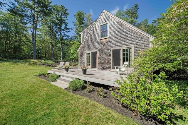771 Ferry St, Marshfield, MA 02050 - back of house featuring a yard and a wooden deck