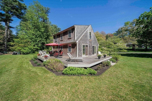 771 Ferry St, Marshfield, MA 02050 - rear view of property with a deck and a yard