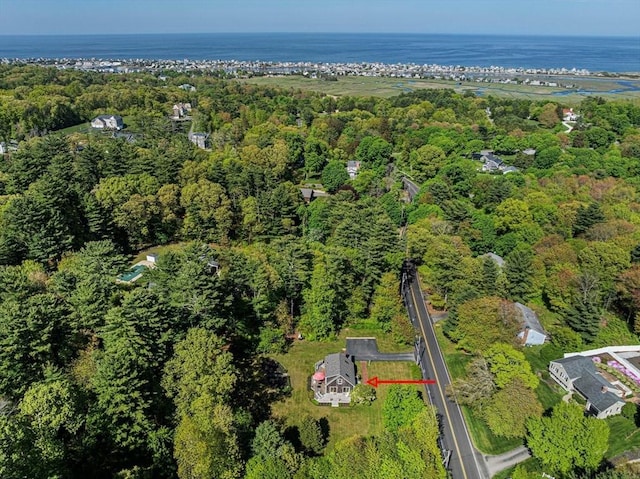 771 Ferry St, Marshfield, MA 02050 - aerial view of property and surrounding area featuring a forest and a nearby body of water
