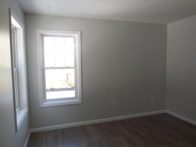 unfurnished room featuring dark wood-type flooring