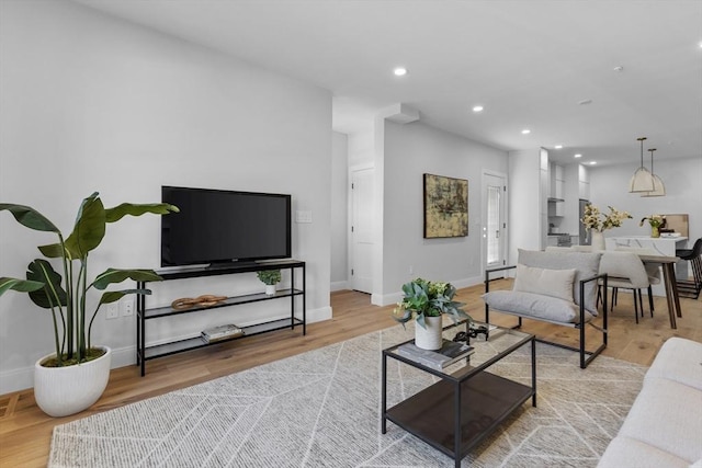 living room with wood-type flooring