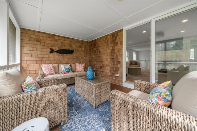 exterior space with an outdoor living space