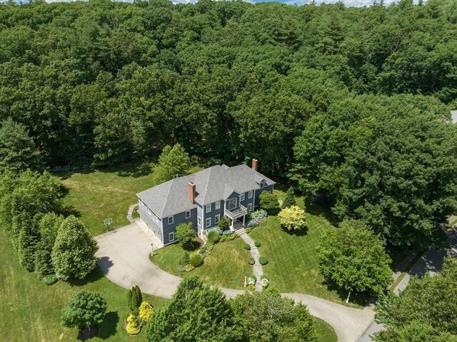 bird's eye view with a forest view