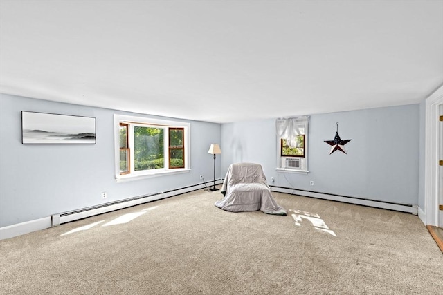 67 Greenfield Ln, Scituate, MA 02066 - unfurnished room featuring a baseboard radiator, carpet flooring, baseboards, and cooling unit