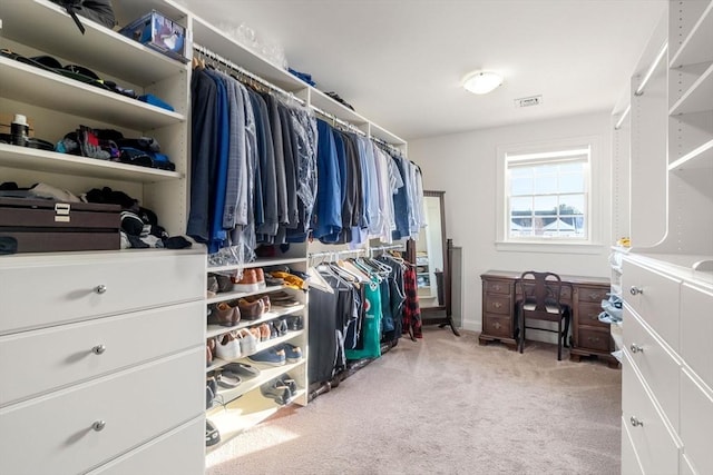 walk in closet with carpet flooring and visible vents