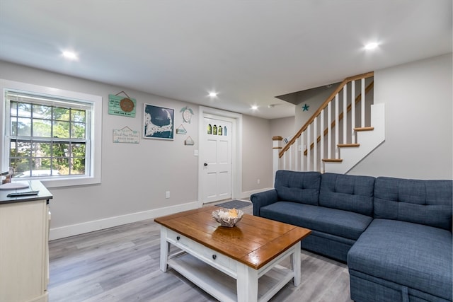 living room with light wood-type flooring