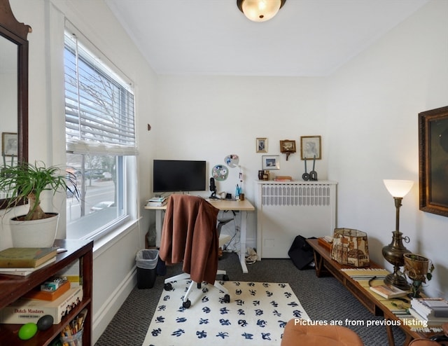 view of carpeted office