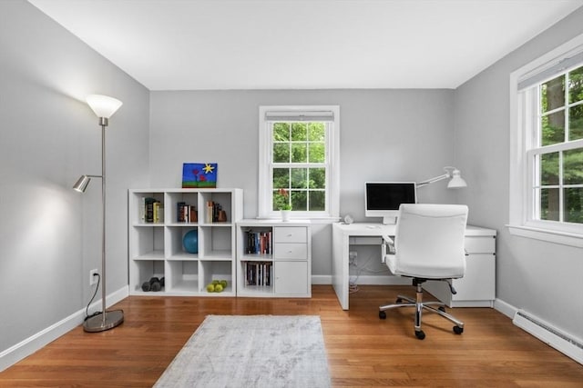 6 Cherry Ridge Rd, Acton, MA 01720 - office featuring a baseboard heating unit, plenty of natural light, and wood finished floors