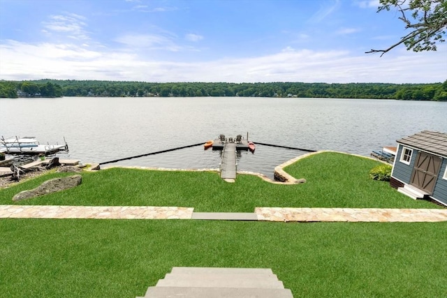 water view featuring a dock