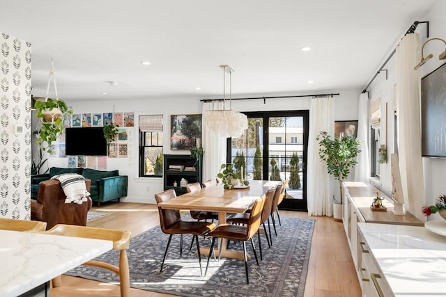 dining area featuring light hardwood / wood-style flooring