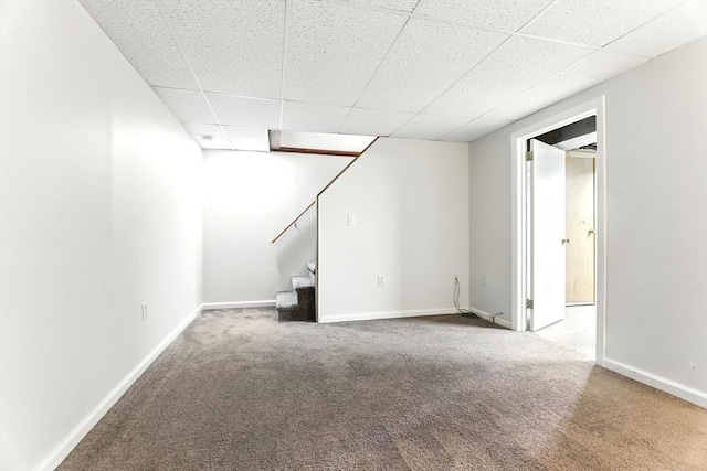 150 Hillside Rd Unit 2, Westfield, MA 01085 - finished basement with a paneled ceiling, carpet floors, stairway, and baseboards