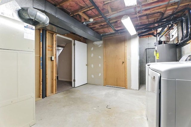 150 Hillside Rd Unit 2, Westfield, MA 01085 - unfinished basement featuring water heater and independent washer and dryer