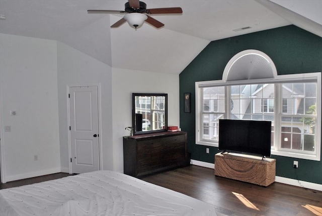 11 Rockingham Dr Unit 11, Tewksbury, MA 01876 - bedroom featuring wood finished floors, lofted ceiling, baseboards, and ceiling fan